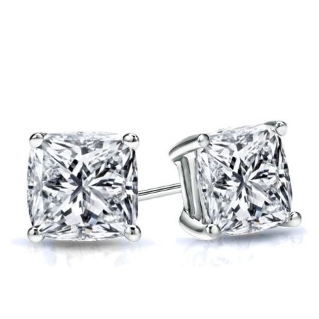 Italo Classic Cushion Created White Sapphire Stud Earrings
