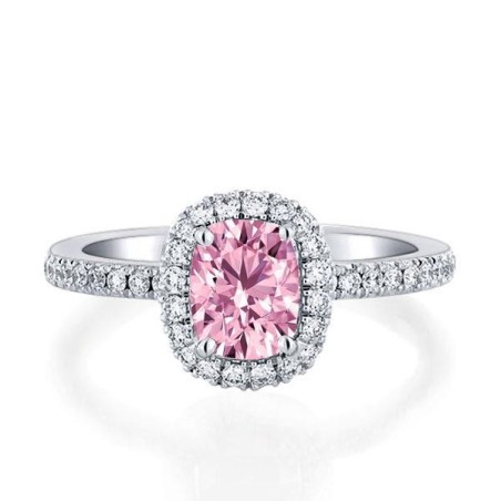 Italo Pink Ring Halo Cushion Engagement Ring Affordable