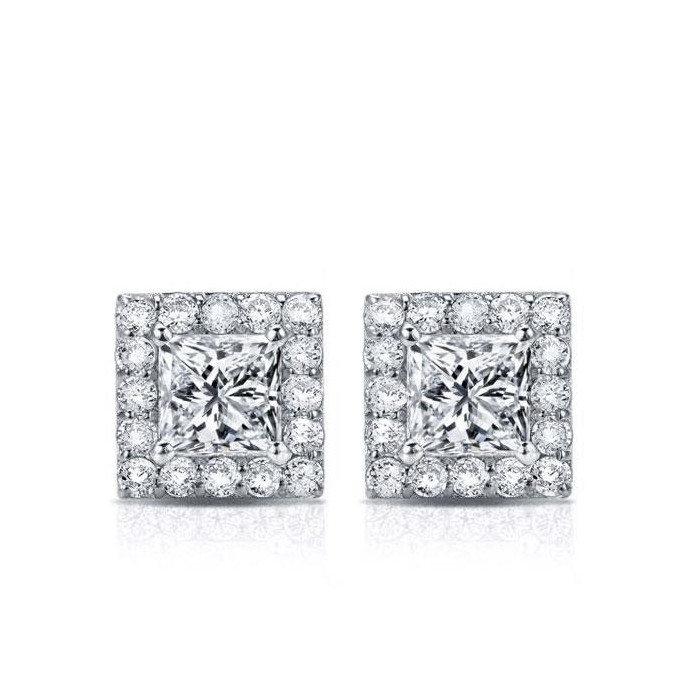 Italo Halo Created White Sapphire Stud Earrings