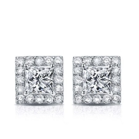 Italo Halo Created White Sapphire Stud Earrings