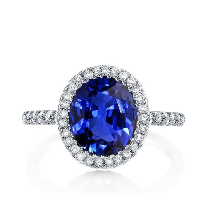 Italo Blue Sapphire Engagement Ring Oval Engagement Ring