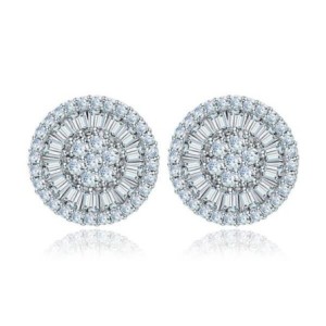 Italo Halo Disc Design Created White Sapphire Stud Earrings