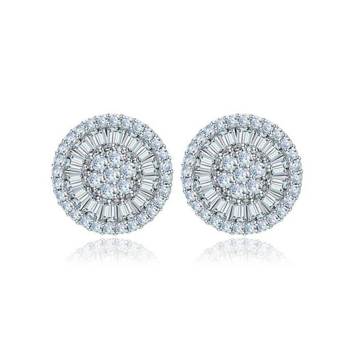 Italo Halo Disc Design Created White Sapphire Stud Earrings