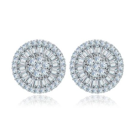 Italo Halo Disc Design Created White Sapphire Stud Earrings