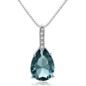 Italo Pear Cut Aquamarine Pendant Necklace For Women