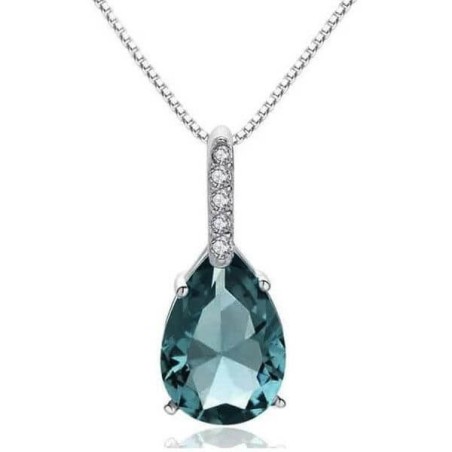 Italo Pear Cut Aquamarine Pendant Necklace For Women
