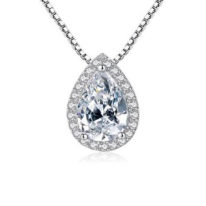 Italo Pear Cut Pendant Necklace For Women Silver Necklace