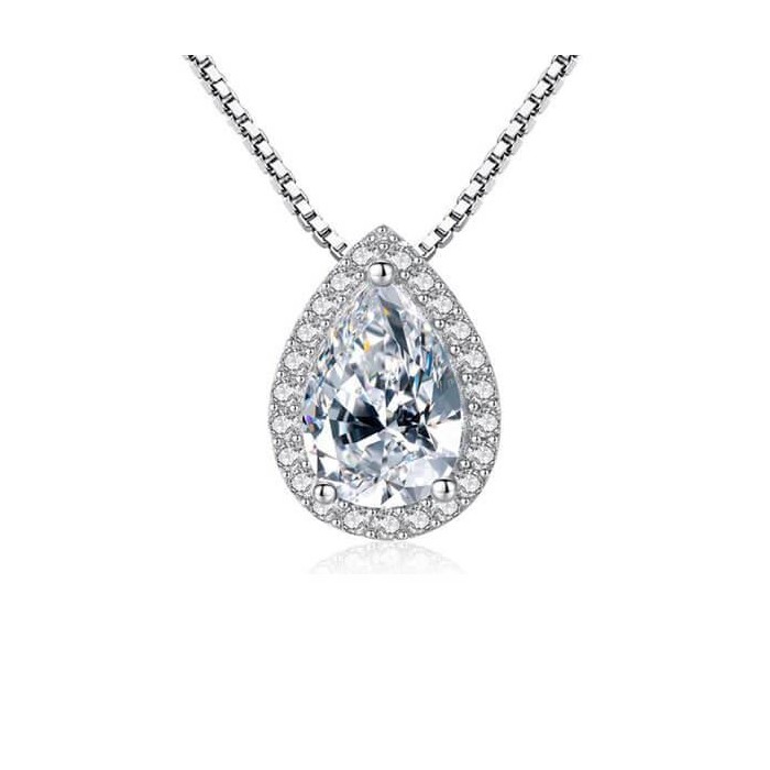 Italo Pear Cut Pendant Necklace For Women Silver Necklace