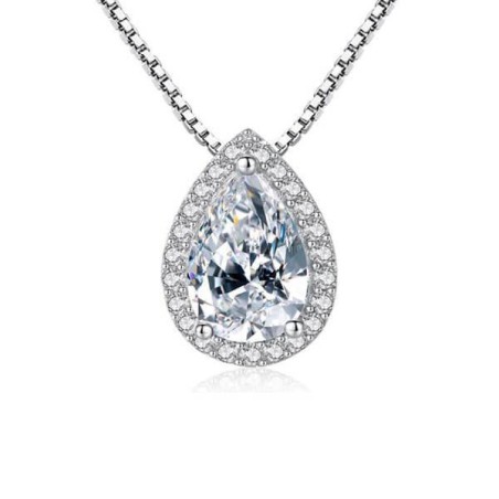 Italo Pear Cut Pendant Necklace For Women Silver Necklace
