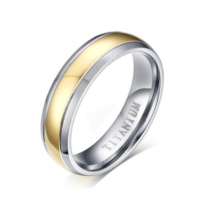 Italo Classic Two Tone Titanium Steel Men's Wedding Band
