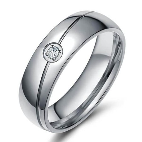 Italo Created White Sapphire Titanium Steel Men's Wedding Band