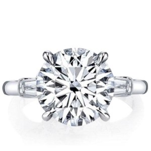 Italo Three Stone Created White Sapphire Engagement Ring