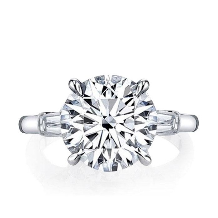 Italo Three Stone Created White Sapphire Engagement Ring