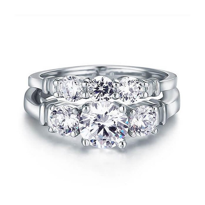 Italo Three Stone Wrap Design Created White Sapphire Bridal Set