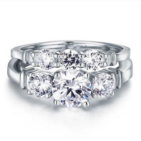 Italo Three Stone Wrap Design Created White Sapphire Bridal Set