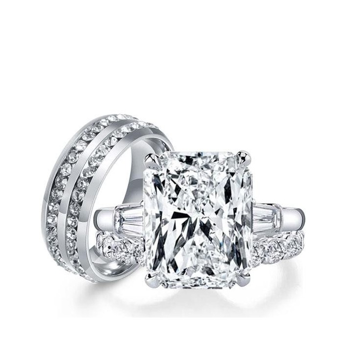 Italo Radiant Cut Wedding Ring Sets His And Hers Couple Rings