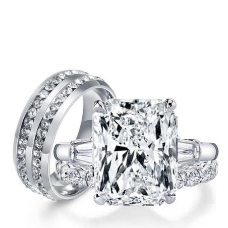 Italo Radiant Cut Wedding Ring Sets His And Hers Couple Rings
