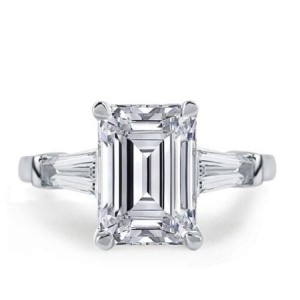 Italo Emerald Cut Engagement Ring 3 Stone Ring Affordable