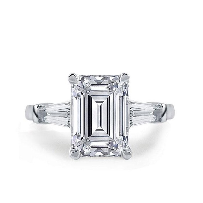 Italo Emerald Cut Engagement Ring 3 Stone Ring Affordable