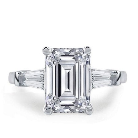Italo Emerald Cut Engagement Ring 3 Stone Ring Affordable