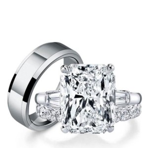 Italo Wedding Ring Sets His And Hers 3 Stone Engagement Ring Sets