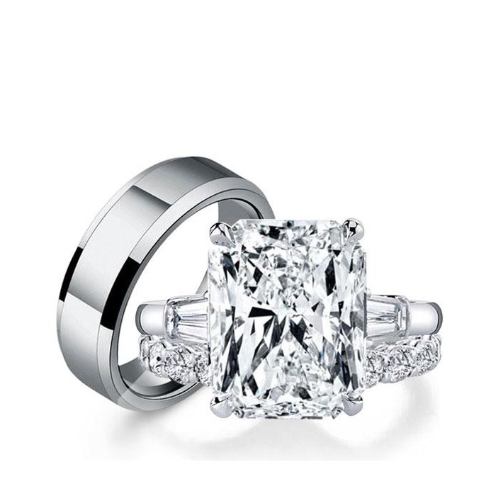 Italo Wedding Ring Sets His And Hers 3 Stone Engagement Ring Sets