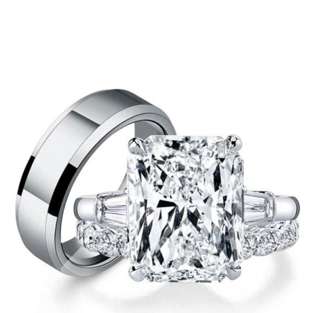 Italo Wedding Ring Sets His And Hers 3 Stone Engagement Ring Sets