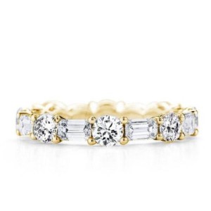 Italo Golden Eternity Created White Sapphire Wedding Band