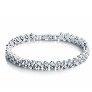 Italo Round Cut Created White Sapphire Tennis Bracelet