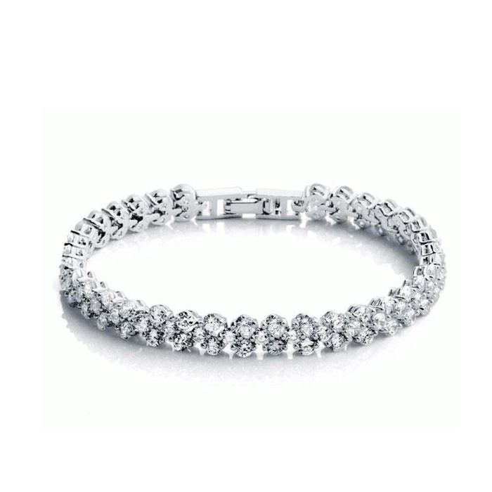 Italo Round Cut Created White Sapphire Tennis Bracelet
