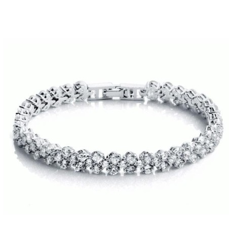 Italo Round Cut Created White Sapphire Tennis Bracelet