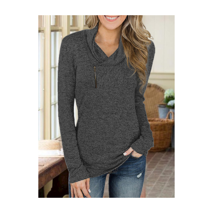 Women Plain Long Sleeve Tee T-shirt V Neck Split Joint Vintage Spring/Fall Top