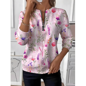Women Floral Crew Neck Vintage Spring/Fall Long Sleeve Sweatshirt
