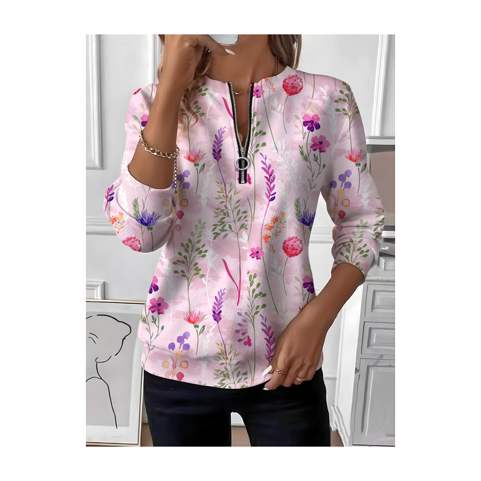 Women Floral Crew Neck Vintage Spring/Fall Long Sleeve Sweatshirt