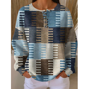 Women Abstract Crew Neck Printing Casual Spring/Fall Long Sleeve Sweatshirt