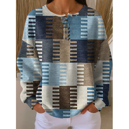 Women Abstract Crew Neck Printing Casual Spring/Fall Long Sleeve Sweatshirt