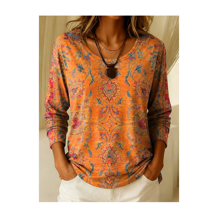 Women Floral Long Sleeve Tee T-shirt Crew Neck Printing Casual Graphic Tee Spring/Fall Top