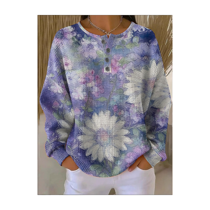 Women Floral Crew Neck Printing Casual Spring/Fall Long Sleeve Sweatshirt