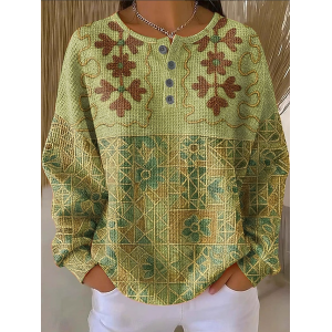 Women Abstract Crew Neck Printing Casual Spring/Fall Long Sleeve Sweatshirt