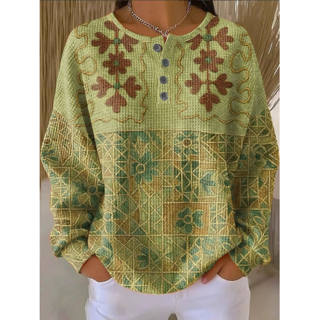 Women Abstract Crew Neck Printing Casual Spring/Fall Long Sleeve Sweatshirt