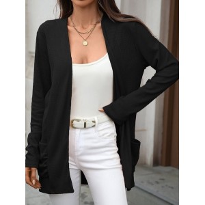 Women Plain Cover Up Casual Jacquard Spring/Fall Lightweight Cardigan