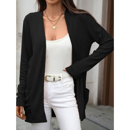 Women Plain Cover Up Casual Jacquard Spring/Fall Lightweight Cardigan
