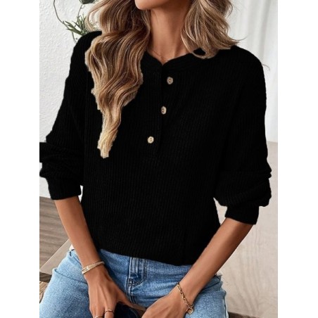 Women Plain Long Sleeve Tee T-shirt V Neck Split Joint Casual Spring/Fall Top
