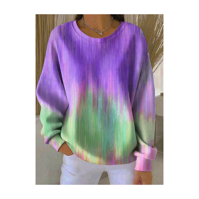Women Abstract Crew Neck Printing Casual Spring/Fall Long Sleeve Sweatshirt
