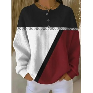 Women Abstract Crew Neck Printing Casual Spring/Fall Long Sleeve Sweatshirt