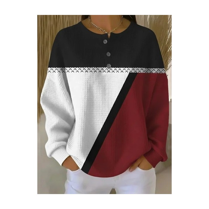 Women Abstract Crew Neck Printing Casual Spring/Fall Long Sleeve Sweatshirt