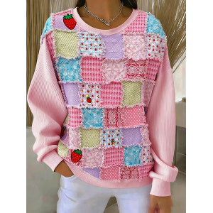 Women Abstract Crew Neck Printing Casual Spring/Fall Long Sleeve Sweatshirt