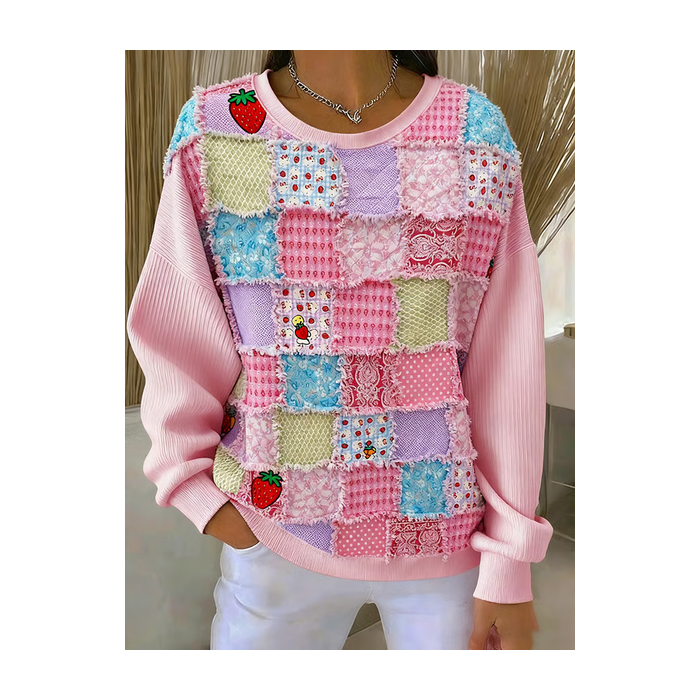 Women Abstract Crew Neck Printing Casual Spring/Fall Long Sleeve Sweatshirt