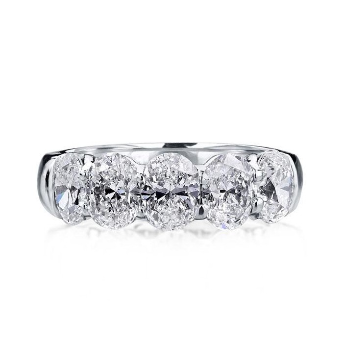 Italo Five Stone Oval Half Eternity Created White Sapphire Wedding Band