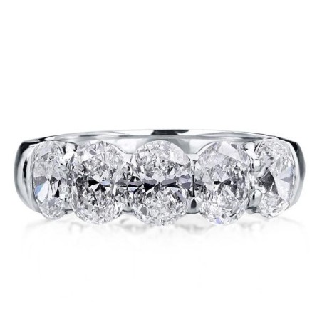 Italo Five Stone Oval Half Eternity Created White Sapphire Wedding Band